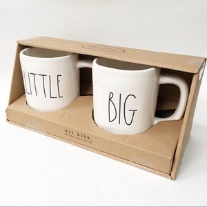 Rae Dunn ‘LITTLE/BIG’ Coffee Mug Set Ceramic New